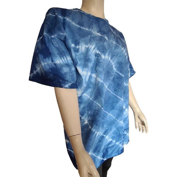 Vibrant Blue Printed Handmade Tie Dye Heavy Cotton - Picture 3 of 5